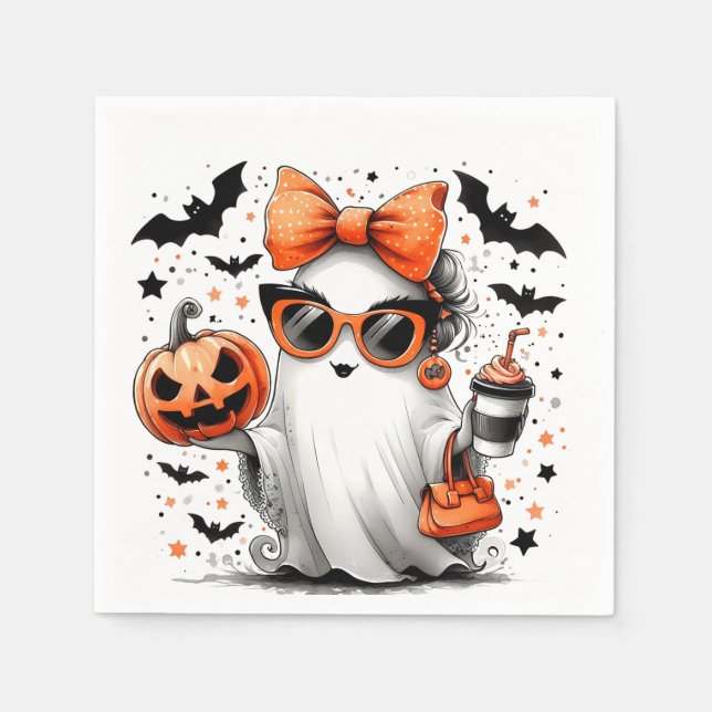 Niedlich Funny Halloween Ghost Serviette (Vorderseite)