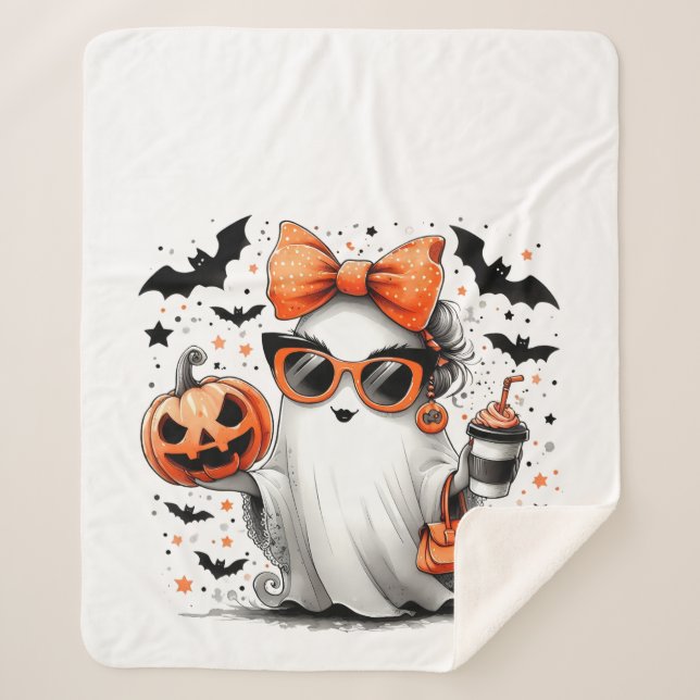 Niedlich Funny Halloween Ghost Sherpadecke (Vorderseite)