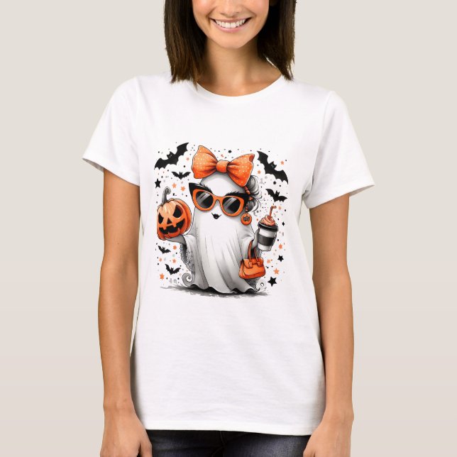 Niedlich Funny Halloween Ghost T-Shirt (Vorderseite)