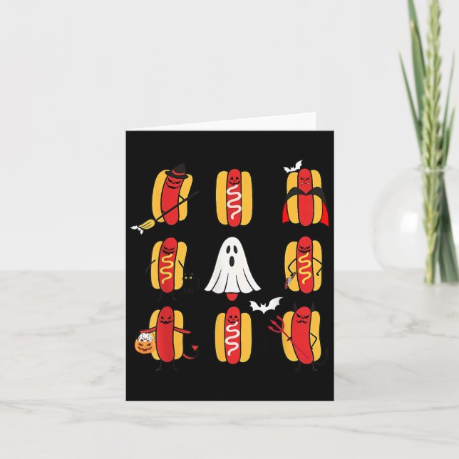 Niedlich Funny Halloweiners Hot Dog Ghosts Hallowe Karte (Vorderseite)