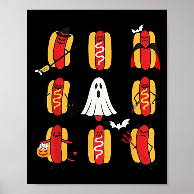 Niedlich Funny Halloweiners Hot Dog Ghosts Hallowe Poster (Vorne)