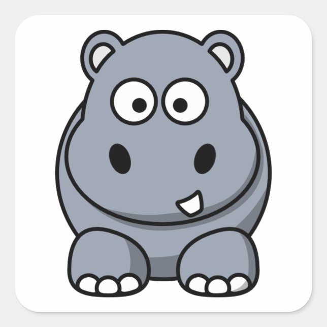 Niedlich Funny Hippo Quadratischer Aufkleber (Vorderseite)