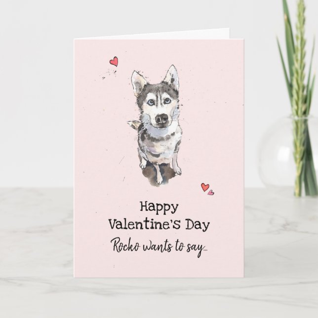 Niedlich & Funny Husky Valentine's Day Grußkarte Karte (Vorderseite)