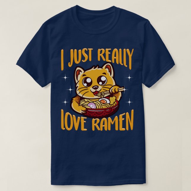 Niedlich Funny I einfach wirklich Liebe Ramen Cat T-Shirt (Design vorne)