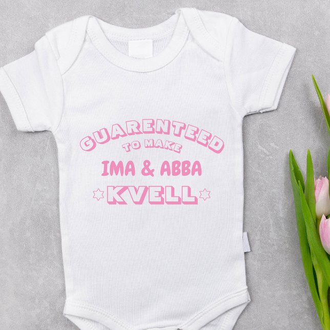 Niedlich Funny Jewish Ima & Abba (oder andere Beze Baby Strampler (This pink Jewish baby girl bodysuit is guaranteed to make Bubbe and Zaydee kvell with pride! Oy vey!)