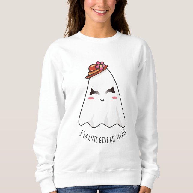 Niedlich Funny Kawaii Halloween Ghost Women's Sweatshirt (Vorderseite)