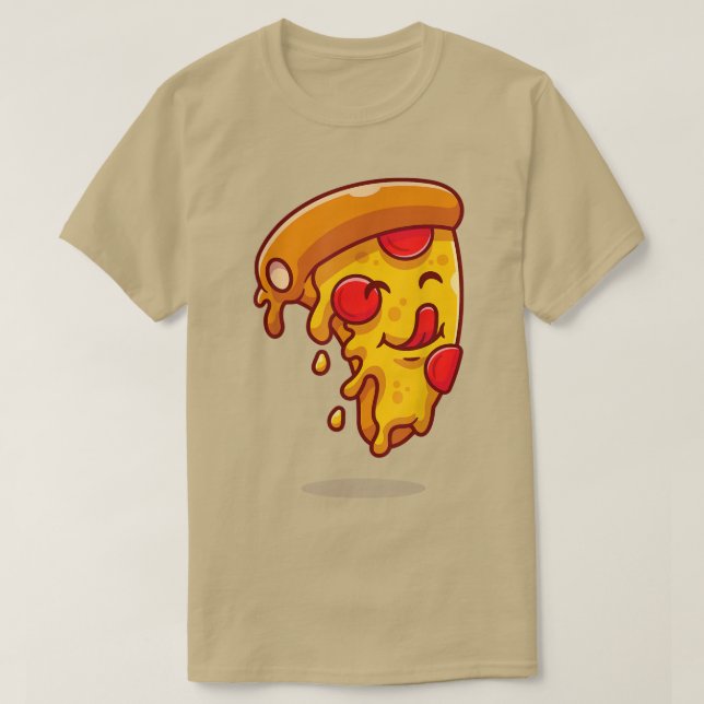 Niedlich Funny Kawaii Pepperoni Pizza Slice Anime  T-Shirt (Design vorne)