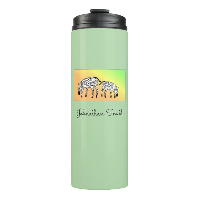 Niedlich, Funny Kenyan Zebras, Geburtstag Thermosbecher (Vorderseite)