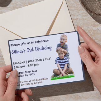 Niedlich Funny | Kinder Foto Geburtstag Einladung