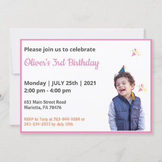 Niedlich Funny | Kinder Foto Geburtstag Einladung