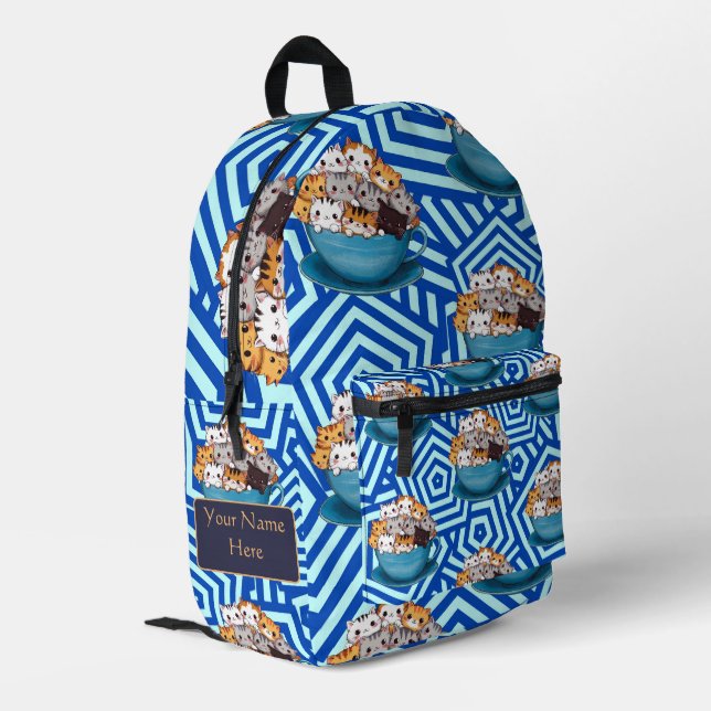 Niedlich Funny Kitten Custom Bedruckter Rucksack (Rückseitige Ecke links)