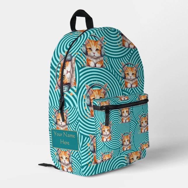 Niedlich Funny Kitten Custom Bedruckter Rucksack (Rückseitige Ecke links)