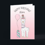 Niedlich Funny Lama Spaß Happy Birthday Karte<br><div class="desc">Niedliche Hand Drawn Lama Spaß Happy Birthday Card.</div>