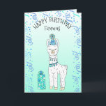 Niedlich Funny Lama Spaß Happy Birthday Karte<br><div class="desc">Niedliche Hand Drawn Lama Spaß Happy Birthday Card. Fügen Sie den Namen Ihres Kindes in den personalisierenden Bereich ein.</div>