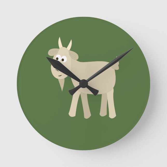 Niedlich Funny Little Goat Runde Wanduhr (Vorderseite)