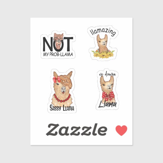 Niedlich Funny Llama Stickers Aufkleber (Blatt)
