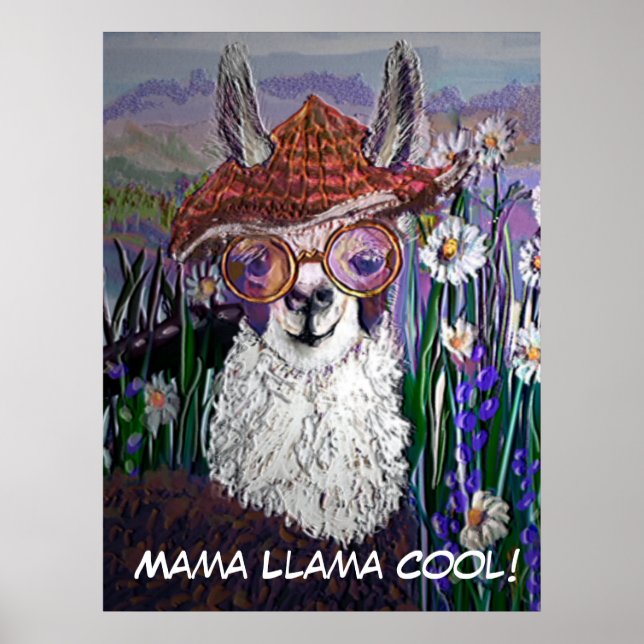 Niedlich Funny Mama Llama Behalte Ihr Cool Poster (Vorne)