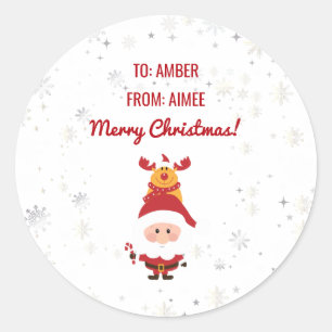 Niedlich Funny Modern Rudolph Santa Personalize Na Runder Aufkleber