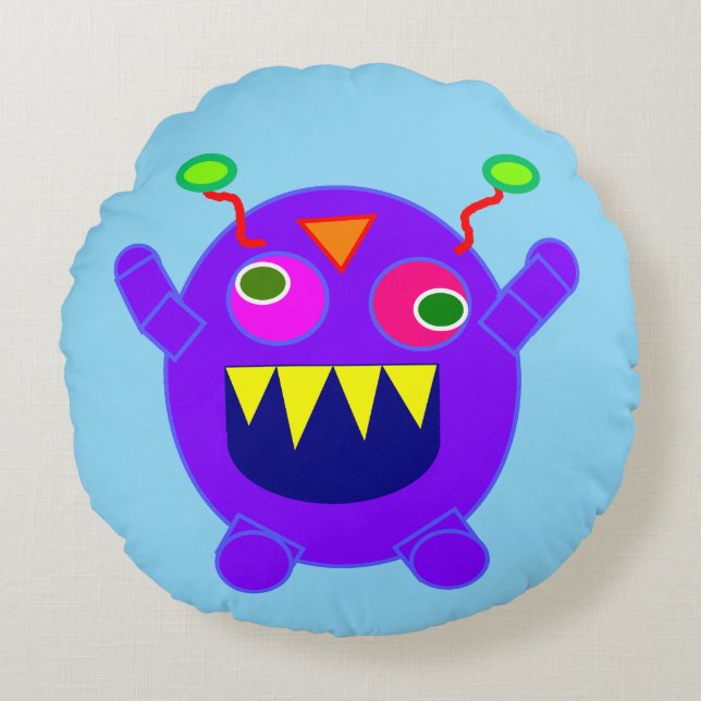 NIEDLICH FUNNY MONSTER PILLOW RUNDES KISSEN (Vorderseite)