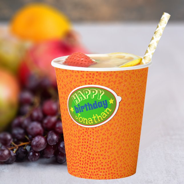 Niedlich & Funny Orange Skin Happy Birthday Boys P Pappbecher (Von Creator hochgeladen)