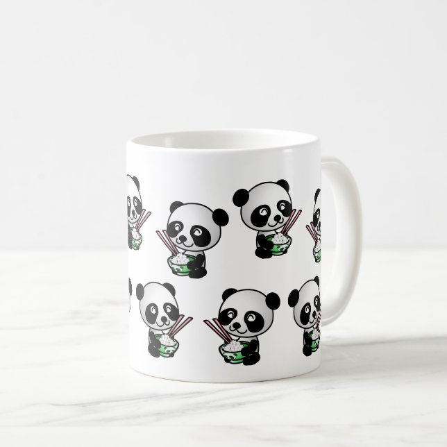 Niedlich Funny Panda Ess Rice Wildlife Animal Kaffeetasse (VorderseiteRechts)