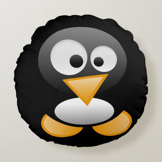 Niedlich Funny Pinguin Monogram Art Rundes Kissen (Vorderseite)