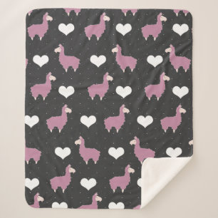 Niedlich Funny Pink Llamas & Hearts Sherpadecke