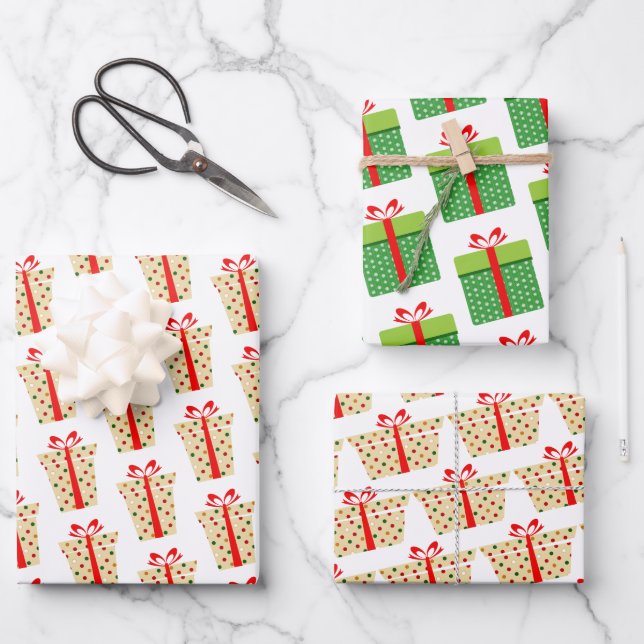 Niedlich Funny Polka Dos Weihnachtsmuster Geschenk Geschenkpapier Set (Vorderseite)