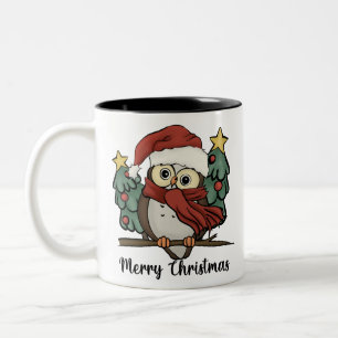 Niedlich Funny Santa Owl Weihnachten Zweifarbige Tasse