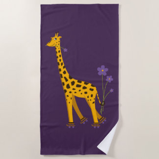Niedlich Funny Skaten Cartoon Giraffe Strandtuch
