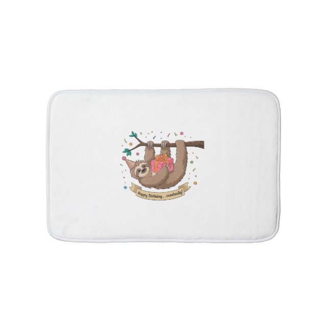Niedlich Funny Sloth Happy Birthday Badematte (Vorderseite)