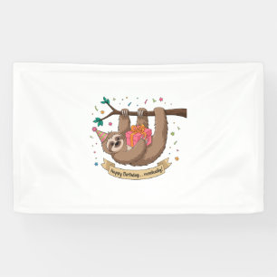 Niedlich Funny Sloth Happy Birthday Banner