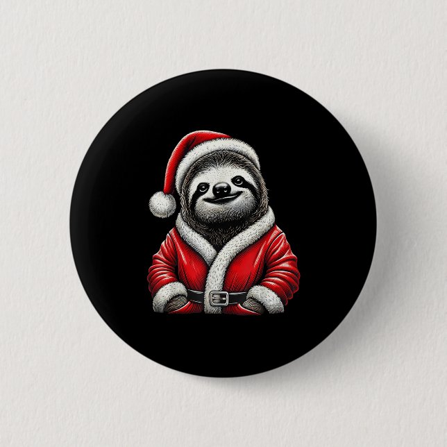 Niedlich Funny Sloth Weihnachtsmann Weihnachten We Button (Vorderseite)