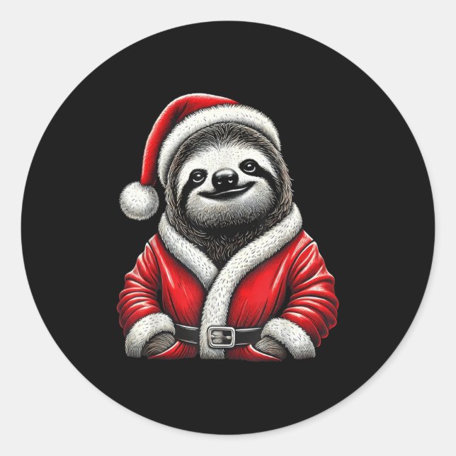 Niedlich Funny Sloth Weihnachtsmann Weihnachten We Runder Aufkleber (Vorderseite)
