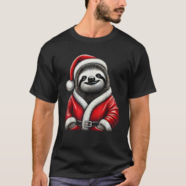 Niedlich Funny Sloth Weihnachtsmann Weihnachten We T-Shirt (Vorderseite)