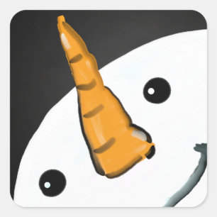 Niedlich Funny Snowman Lächeln Weihnachten Quadratischer Aufkleber