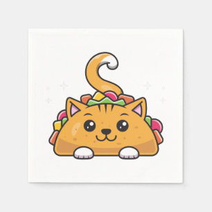 Niedlich Funny Taco Katzenregenbogen Serviette