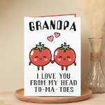 Niedlich Funny Tomato Pun Großvater Happy Birthday Dankeskarte<br><div class="desc">Sie suchen eine einzigartige Möglichkeit,  Ihre Liebe und Ihren Spaß Ihrem Großvater auszudrücken? Unsere lustige Grußkarte für Tomaten ist die perfekte Wahl für jeden Großvater zum Geburtstag! Passen Sie es an,  indem Sie Ihre eigene persönliche Nachricht hinzufügen.</div>