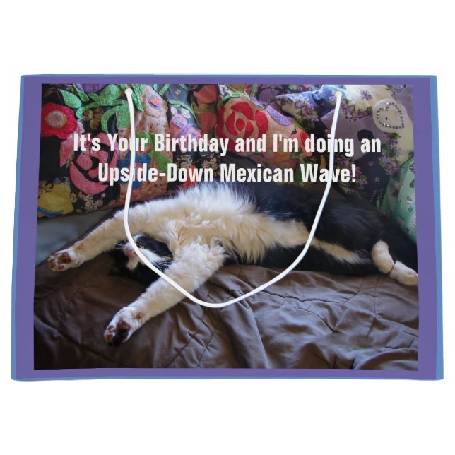 Niedlich Funny Tuxedo Katze Mexican Wave Katzen Ge Große Geschenktüte (Vorderseite)