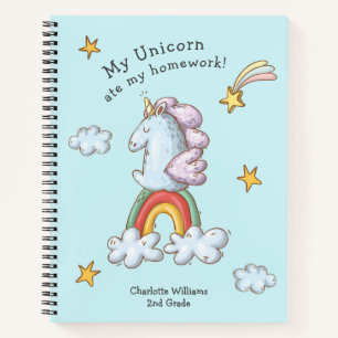 Niedlich Funny Unicorn Ate My Hausaufgaben Cartoon Notizbuch