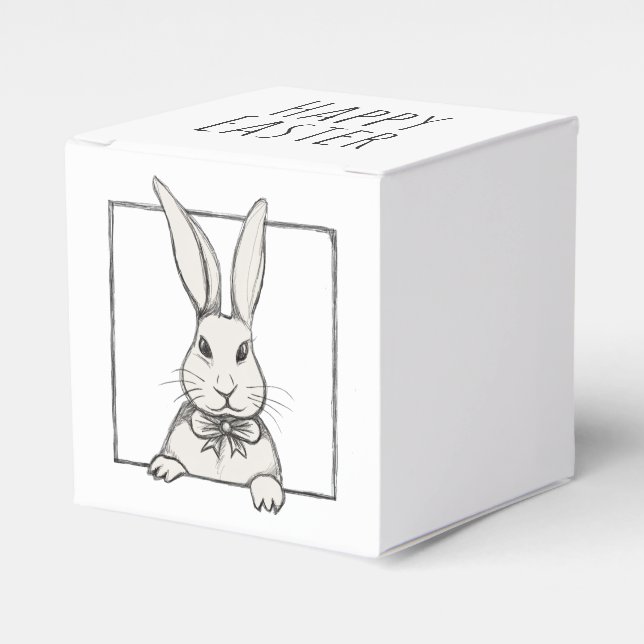Niedlich Funny Vintag Bunny Personalisiert Happy O Geschenkschachtel (Vorderseite)