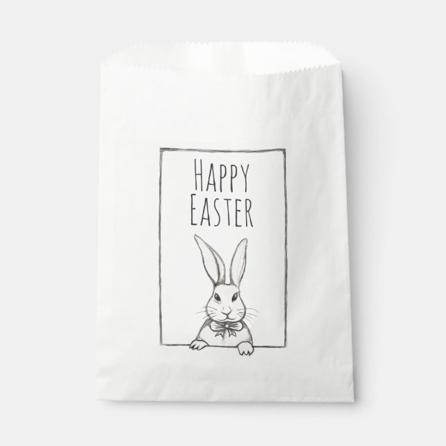 Niedlich Funny Vintag Bunny Personalisiert Happy O Geschenktütchen (Vorderseite)