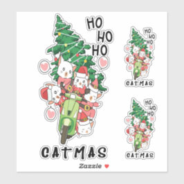 Niedlich Funny Vintag Cat Claus Catmas Aufkleber