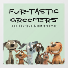 Niedlich Funny Watercolor Dog Groomer Boutique Bla Fensteraufkleber