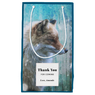 Niedlich Furry Fox auf Blue Grunge Hintergrund Dan Kleine Geschenktüte