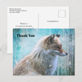 Niedlich Furry Fox auf Blue Grunge Hintergrund Dan Postkarte