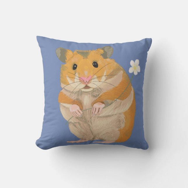 Niedlich Furry Hamster mit einer Blume Kissen (Vorderseite)