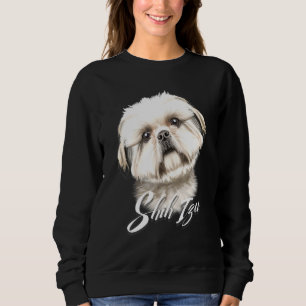 Niedlich Furry Shih Tzu Hund ernstes Gesicht Sweatshirt