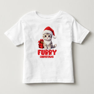 Niedlich Furry Weihnachtskittendesign Kleinkind T-shirt