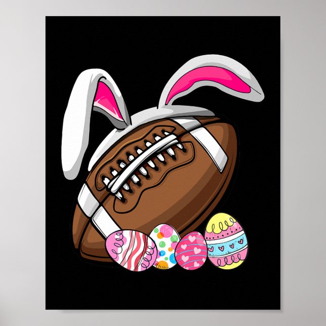 Niedlich Fußball Bunny Oars Ostereier Kinder Mädch Poster (Vorne)